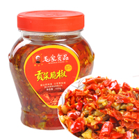 8月生产汤妈妈毛家饭店毛家食品贡菜脆椒 450克红剁椒两瓶包邮