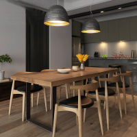 创意北欧铁艺实木长桌loft咖啡店宜家餐桌松木设计师办公桌电脑桌