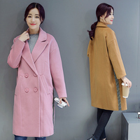 2016韩国秋冬季大码中长款茧型毛呢外套女加厚宽松显瘦毛呢子大衣