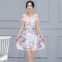 韩版夏季小清新连衣裙女短袖雪纺罩衫吊带背心裙两件套装裙子