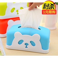 糖果色创意纸巾盒卡通可爱熊猫塑料多功能置物架卷纸抽纸巾抽