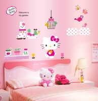 特价Hello Kitty凯蒂猫咪 儿童女孩卧室床头贴画贴纸 环保墙贴