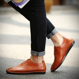 新款头层牛皮英伦时尚商务休闲皮鞋男士绅士风度舒适低帮男鞋