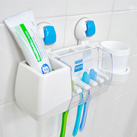 韩国进口牙刷架套装带漱口杯昌信强力吸盘创意牙膏具放梳子置物挂