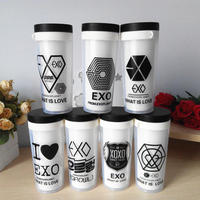 EXO塑料杯图标随行杯十水杯行星饭韩国最火组合标志随手杯