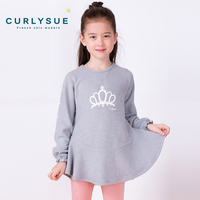 curlysue韩国可爱秀童装专柜正品春秋女童韩版圆领公主长袖T恤