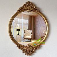 艾丽尔欧式复古后现代古典卫浴圆镜子化妆镜美容镜浴室镜玄关镜