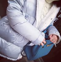 2015秋冬女装新款百搭保暖羽绒服 可拆卸羽绒背心外套 蓝白色
