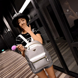 2015新款女纯色学院风简约双肩包PU皮韩版时尚书包旅行背包女包包
