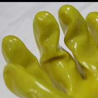 正品东亚035浸塑手套35CM黄色 防酸碱耐油劳保家用工业防护手套