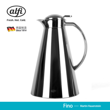 alfi德国进口高真空双层玻璃内胆保温壶经典安全镀铬热水瓶 Fino
