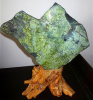奇石造型石观赏石摆件天然精品青岛特产崂山绿石造型海淘玉石石鸟