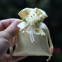 锦意 三叶牡丹花 婚礼欧式创意喜糖袋结婚喜糖盒锦缎袋子