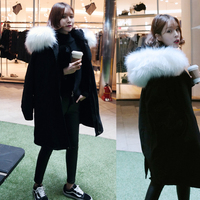 冬新韩版女可卸超大毛领中长款加厚羊羔绒外套保暖工装棉衣棉服女