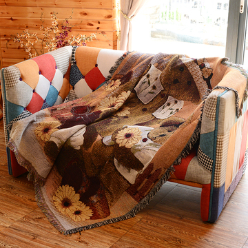 简约现代小熊单人沙发巾垫欧式出口纯棉线毯盖巾桌布飘窗垫地毯夏
