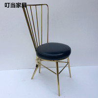 不锈钢餐椅皮椅简约现代单椅金色皮革软包椅时尚酒店餐桌椅靠背椅