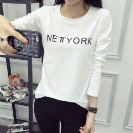 秋季新款韩版修身气质英文字母图案女士T恤