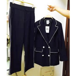 2016秋装女西装套装新款显瘦女王范西服上衣+长裤两件套
