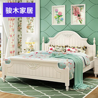 韩式田园床橡木公主床欧式双人床1.51.8米床实木卧室白色家具婚床