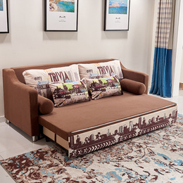 小户型多功能沙发床可折叠拆洗沙发床储物1.8米2米布艺双人抽拉床