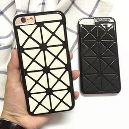 日本潮牌三宅苹果iPhone6S菱形手机壳plus保护套立体格纹硬壳情侣
