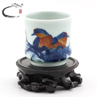 景德镇传统手绘功夫茶具纯手工茶杯 陶瓷个人品茗杯釉中彩清新杯